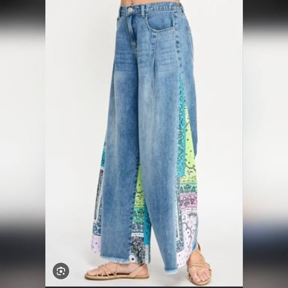 Sage + Fig Blue and Green Women's Jeans_ Small - Picture 2 of 7